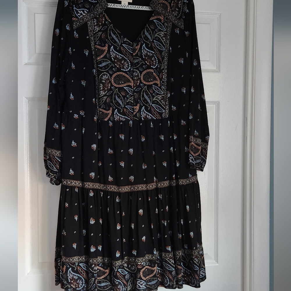 Boho Black Paisley Dress